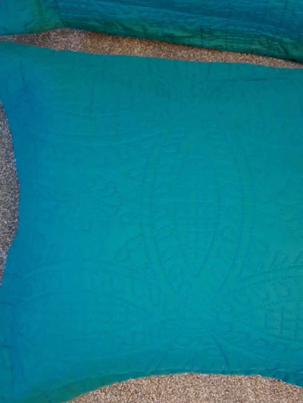 2 Teal Quilted Pillow Shams - Home Bedding